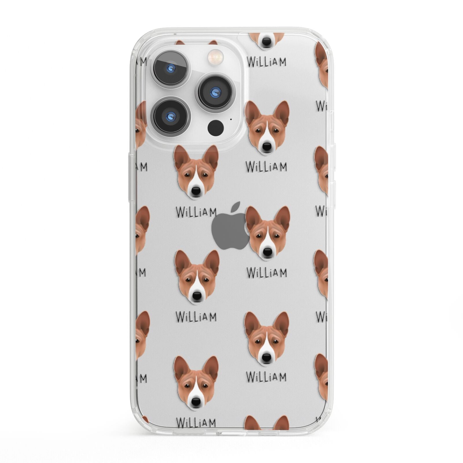Basenji Icon with Name iPhone 13 Pro Clear Bumper Case