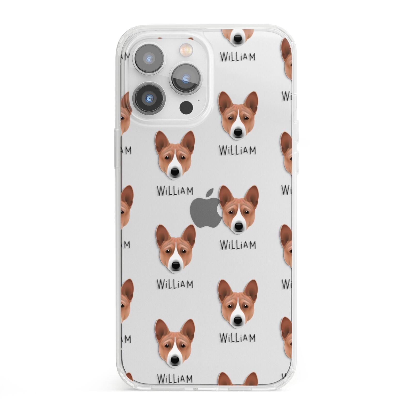 Basenji Icon with Name iPhone 13 Pro Max Clear Bumper Case