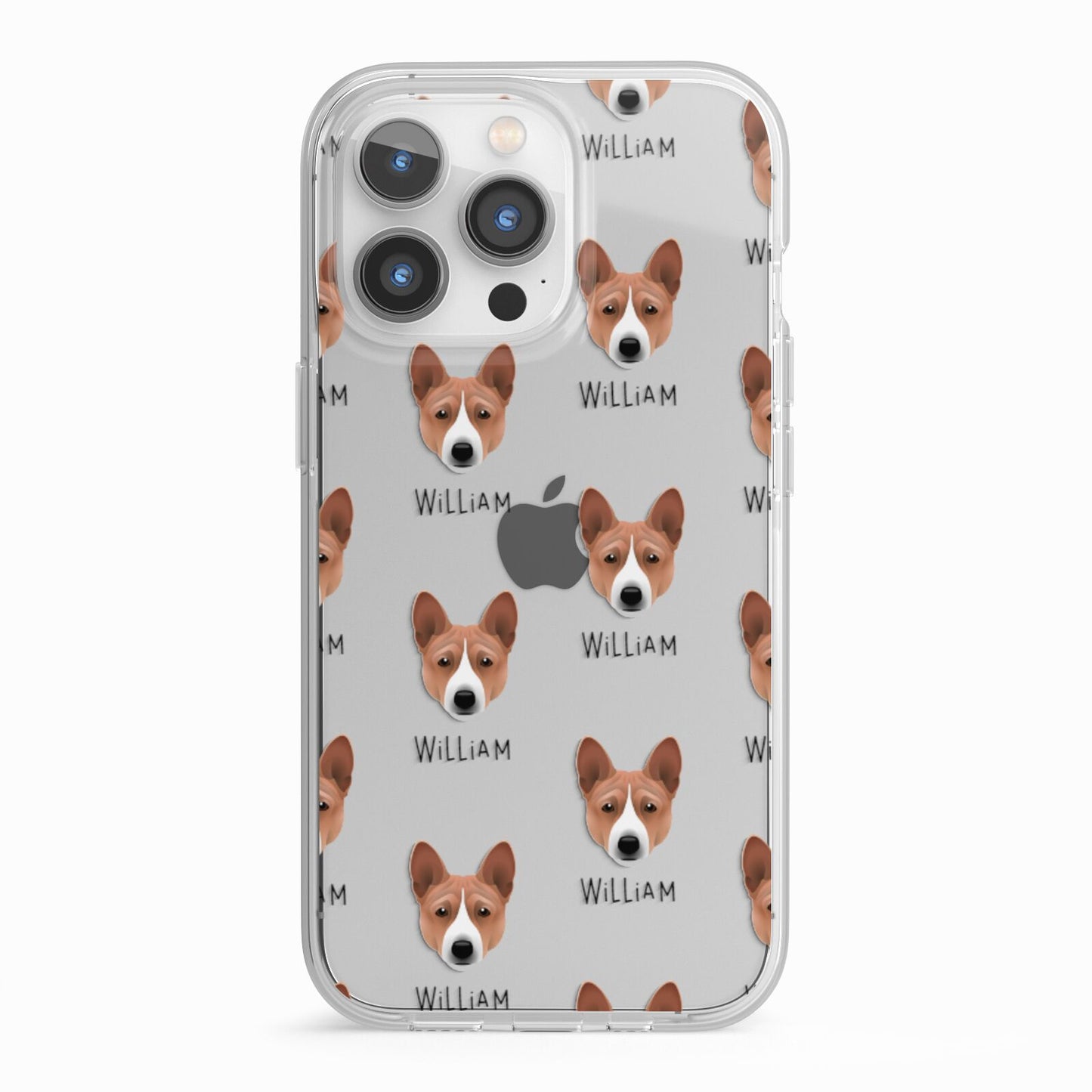 Basenji Icon with Name iPhone 13 Pro TPU Impact Case with White Edges