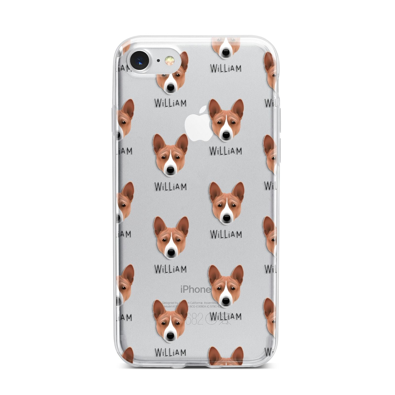 Basenji Icon with Name iPhone 7 Bumper Case on Silver iPhone