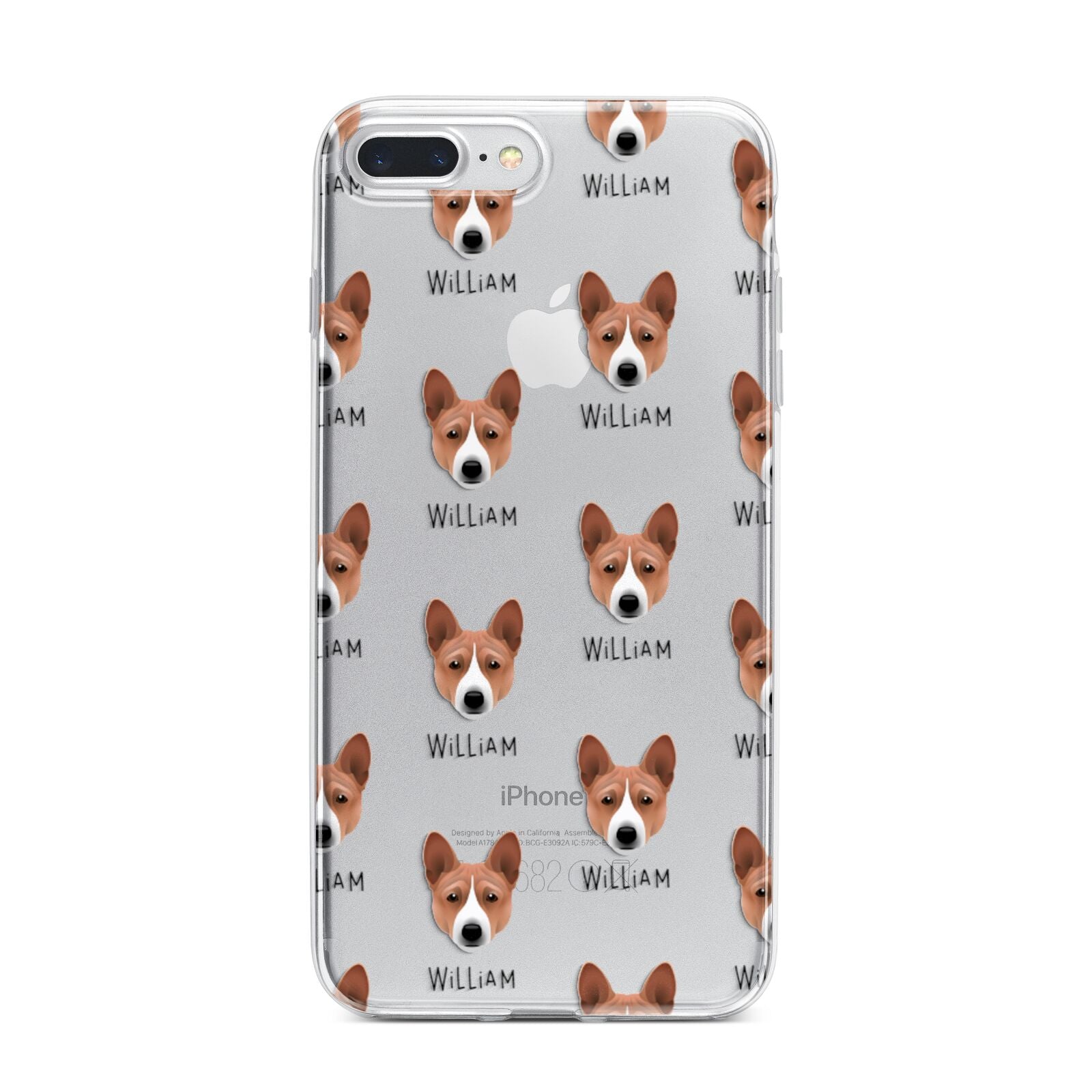 Basenji Icon with Name iPhone 7 Plus Bumper Case on Silver iPhone