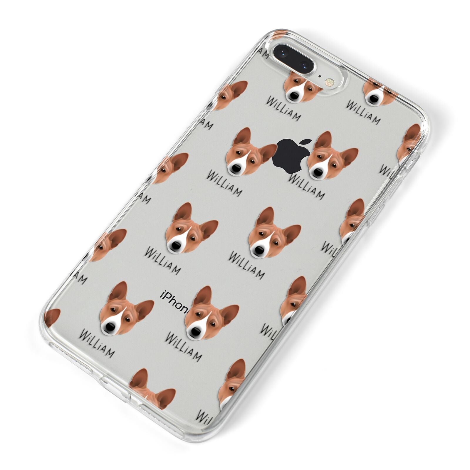 Basenji Icon with Name iPhone 8 Plus Bumper Case on Silver iPhone Alternative Image