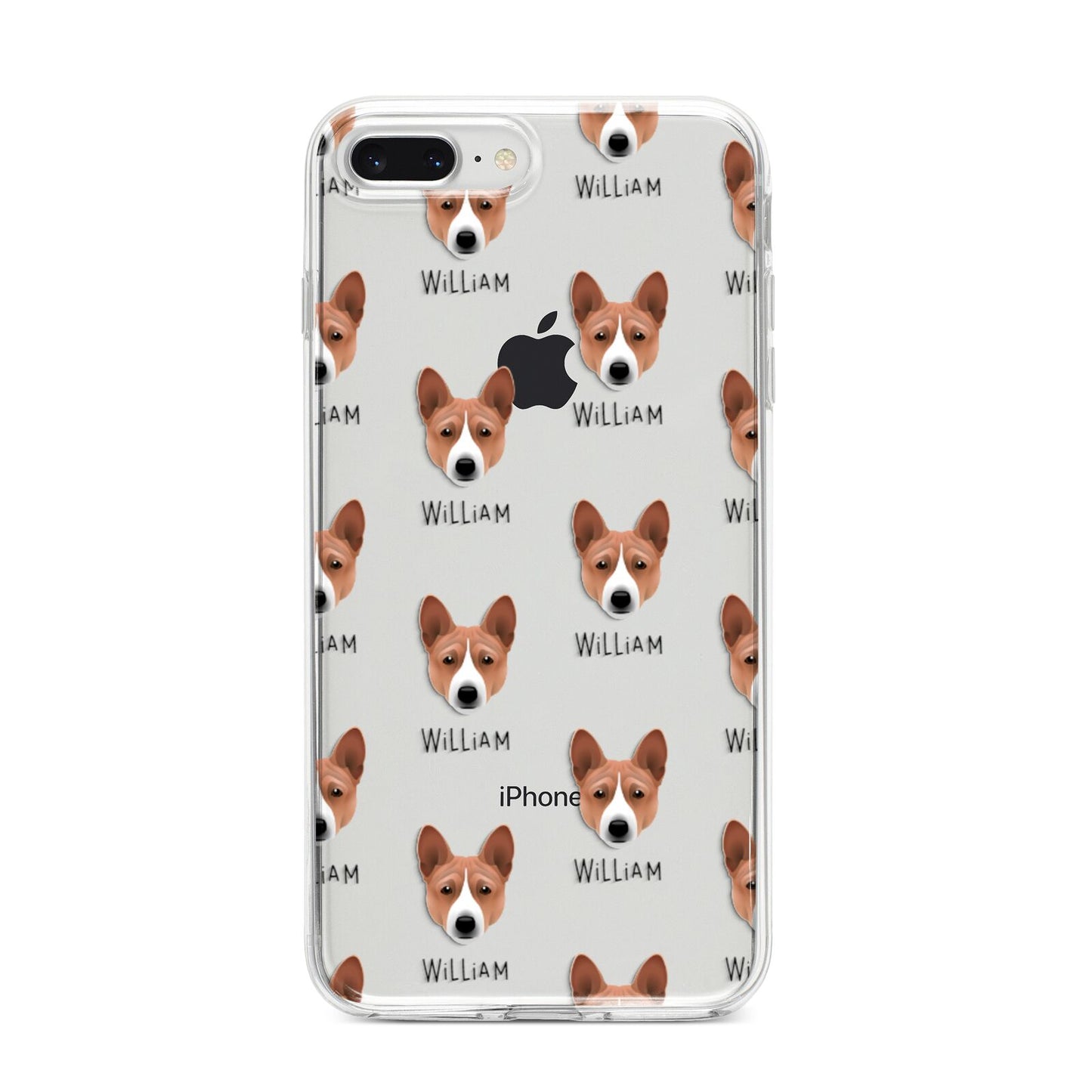 Basenji Icon with Name iPhone 8 Plus Bumper Case on Silver iPhone