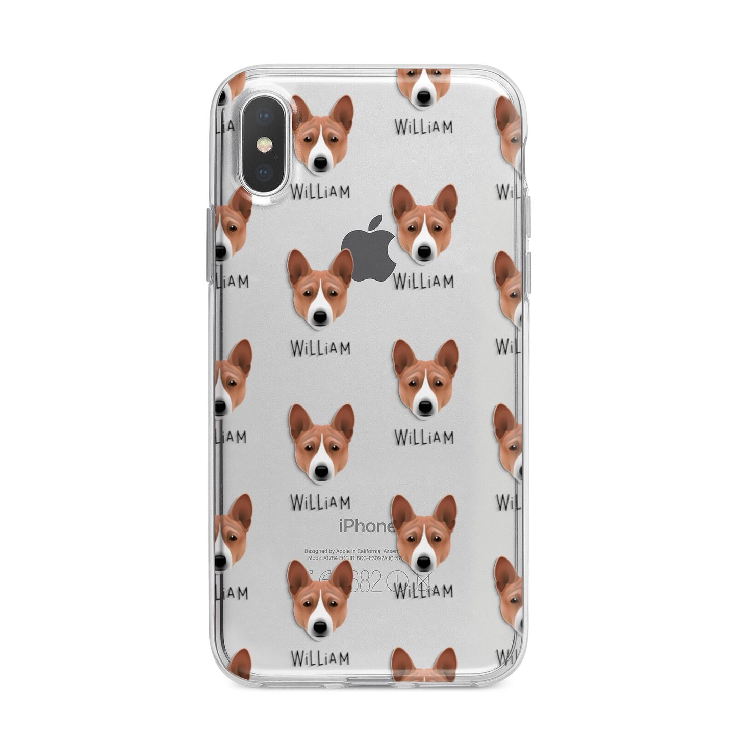 Basenji Icon with Name iPhone X Bumper Case on Silver iPhone Alternative Image 1