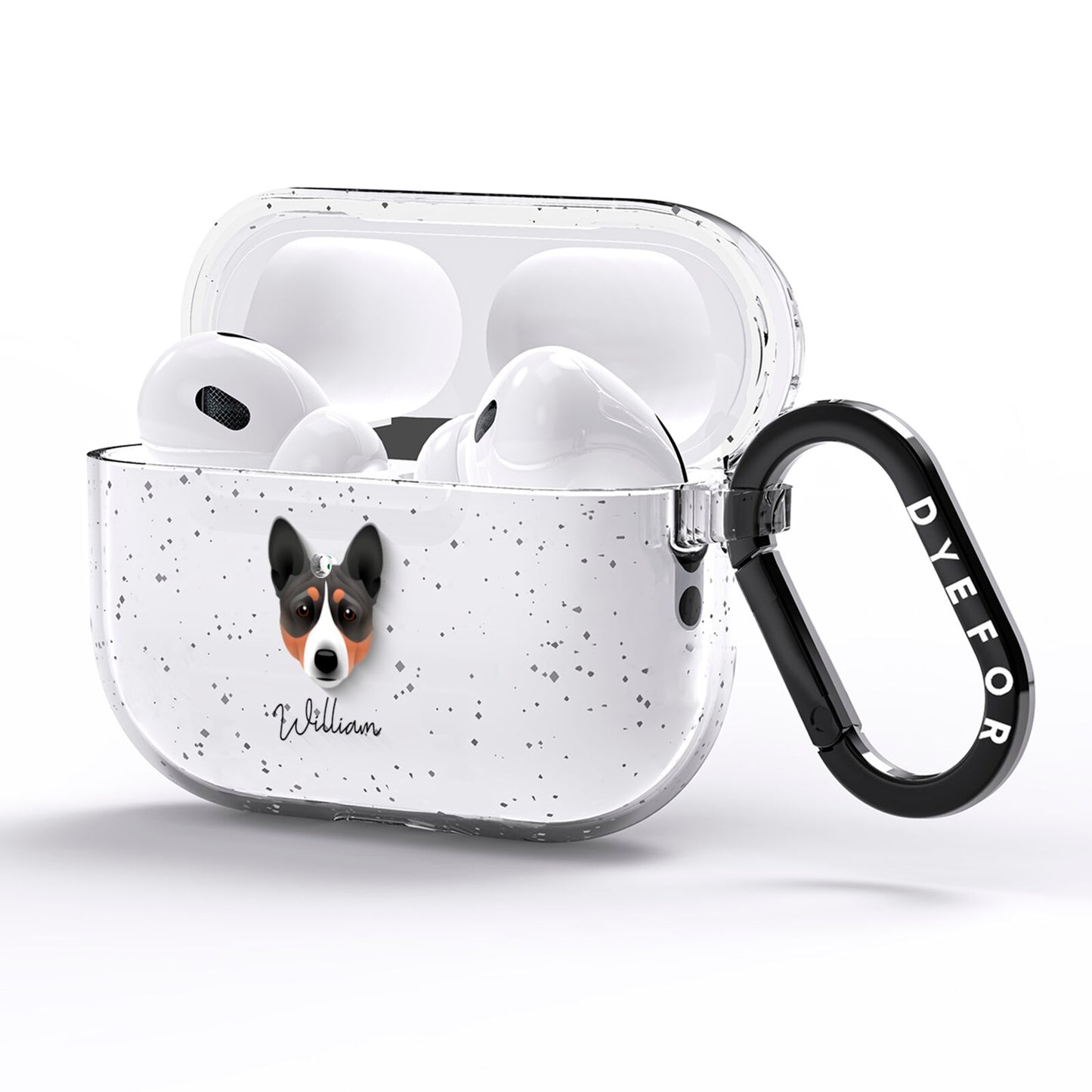 Basenji Personalised AirPods Pro Glitter Case Side Image