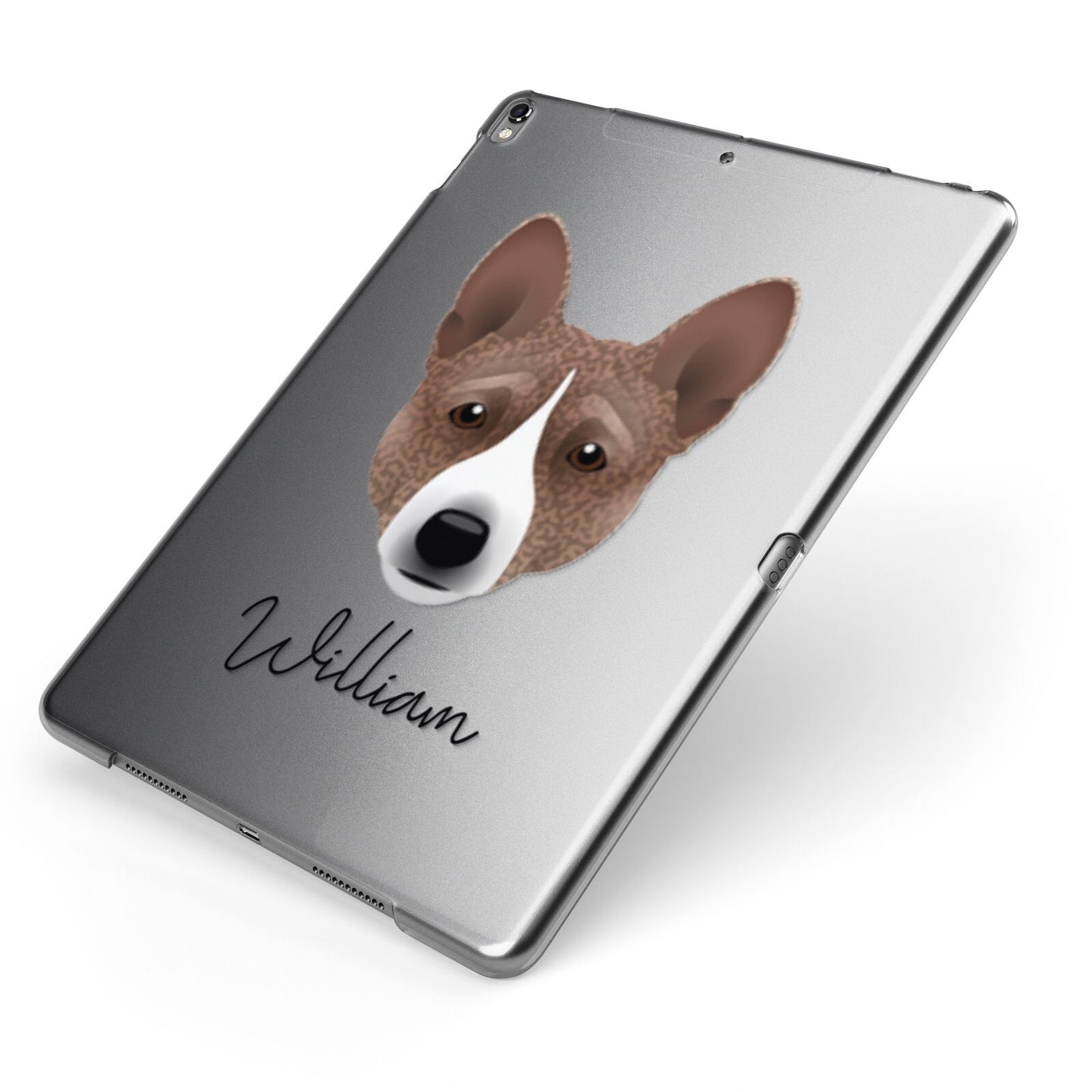 Basenji Personalised Apple iPad Case on Grey iPad Side View