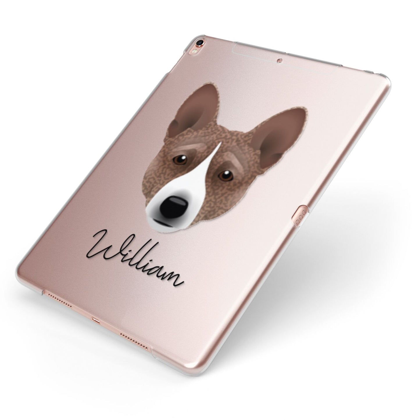 Basenji Personalised Apple iPad Case on Rose Gold iPad Side View