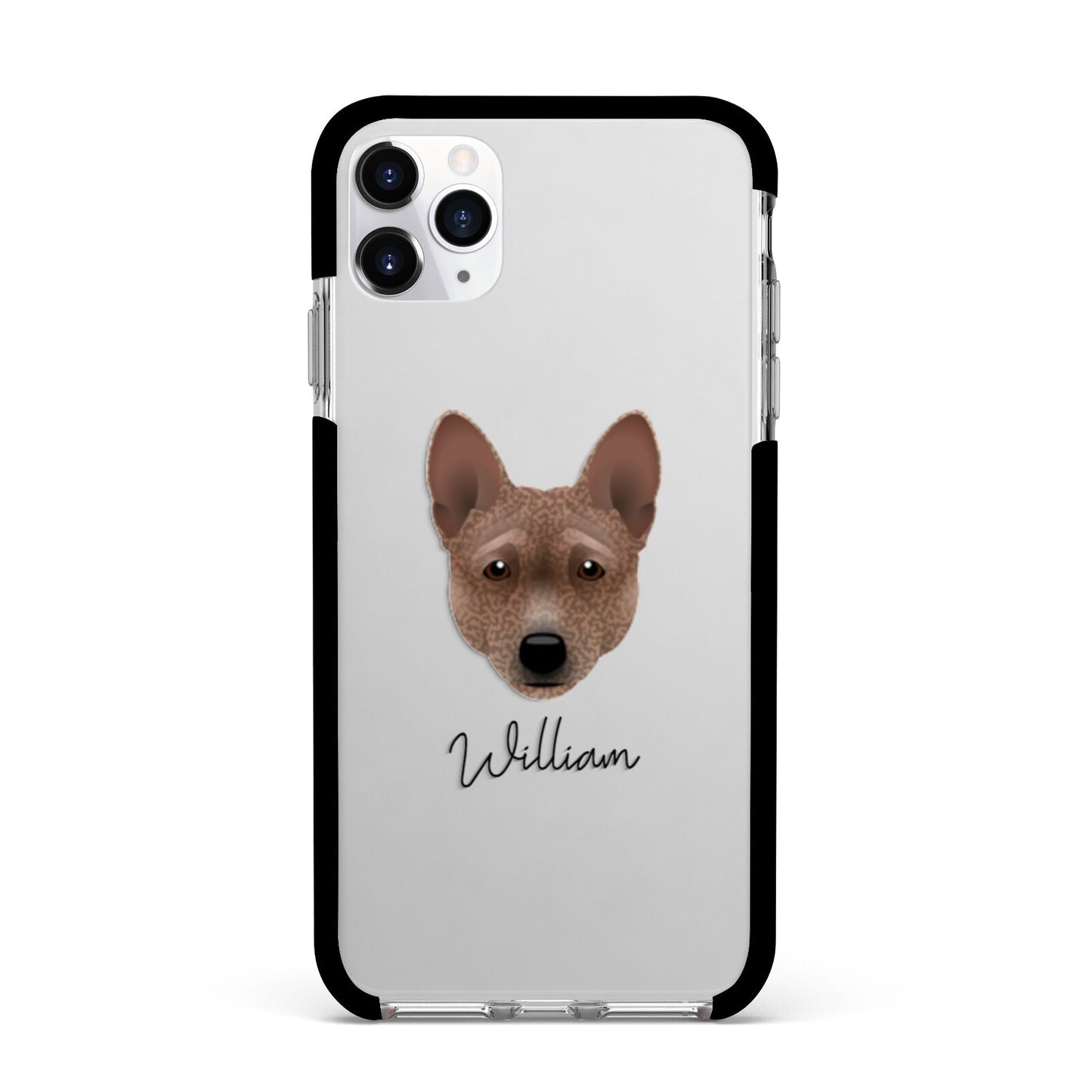 Basenji Personalised Apple iPhone 11 Pro Max in Silver with Black Impact Case
