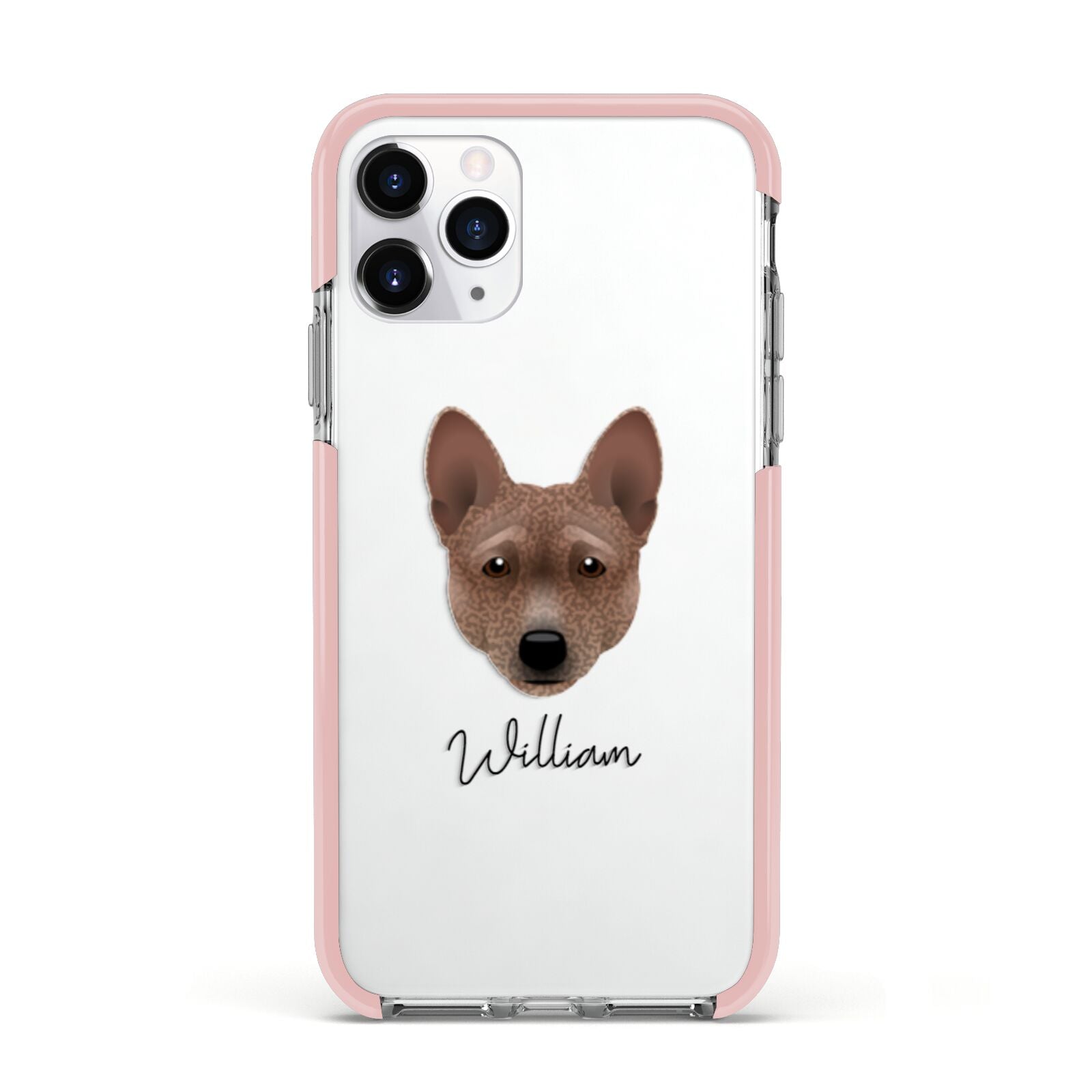 Basenji Personalised Apple iPhone 11 Pro in Silver with Pink Impact Case