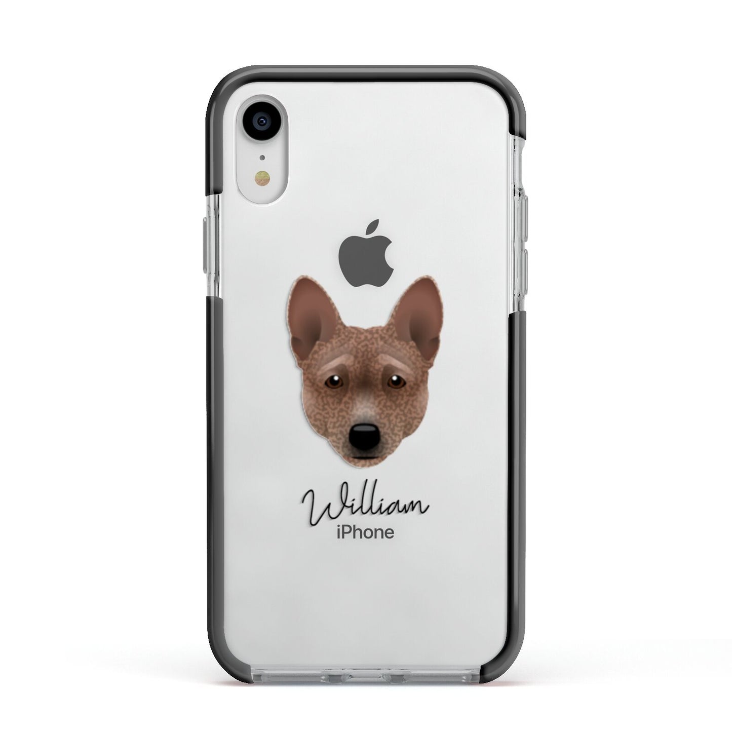 Basenji Personalised Apple iPhone XR Impact Case Black Edge on Silver Phone