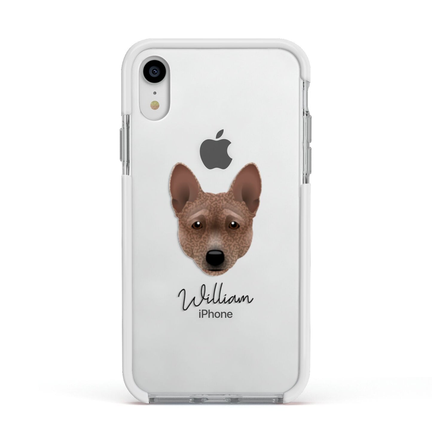 Basenji Personalised Apple iPhone XR Impact Case White Edge on Silver Phone