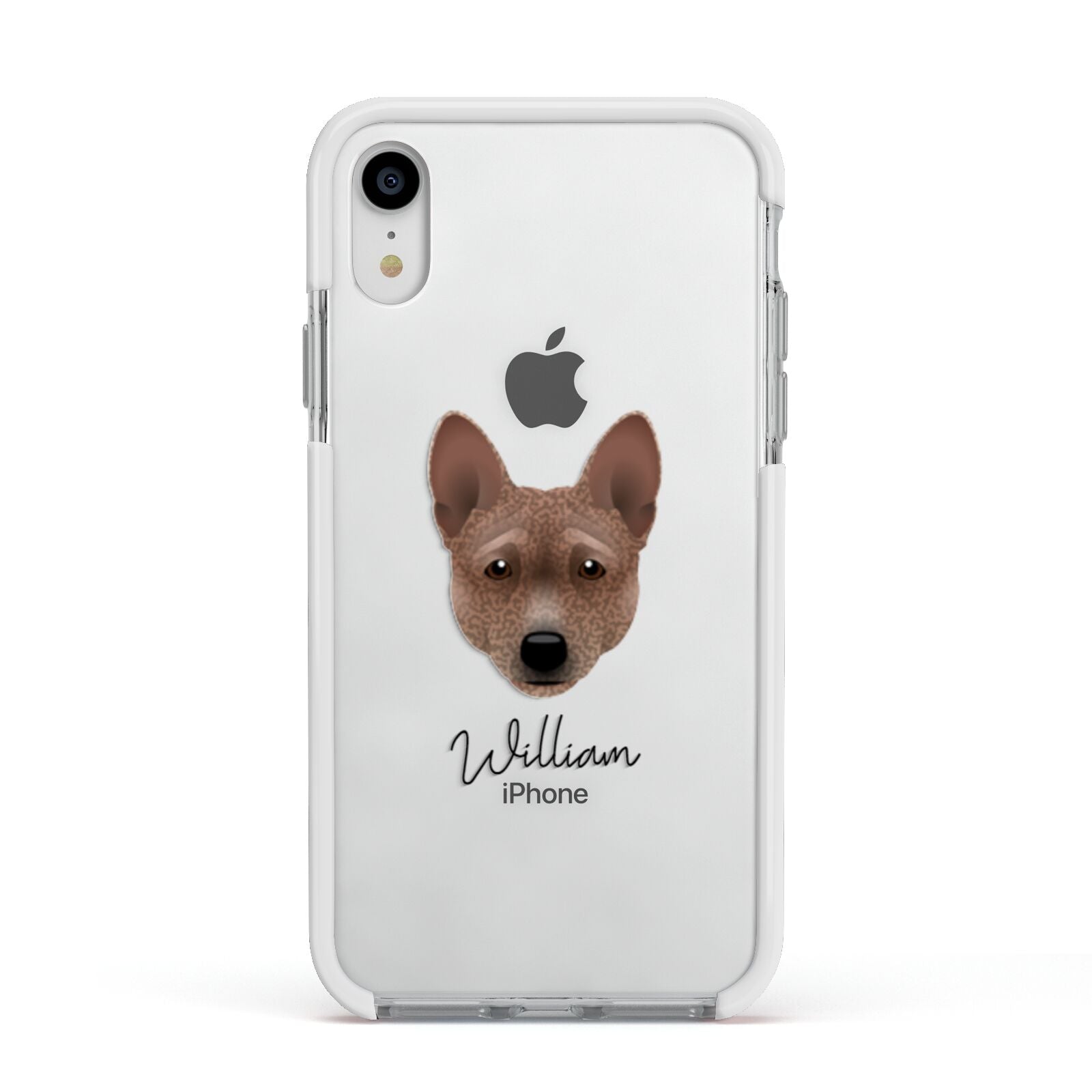 Basenji Personalised Apple iPhone XR Impact Case White Edge on Silver Phone