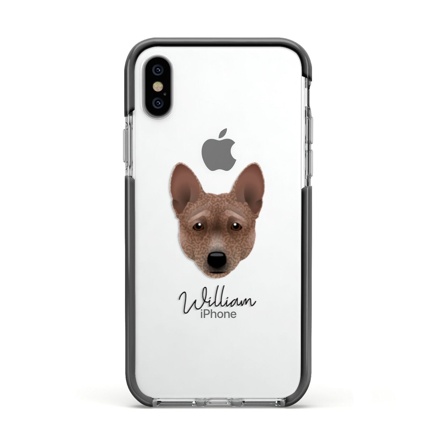 Basenji Personalised Apple iPhone Xs Impact Case Black Edge on Silver Phone