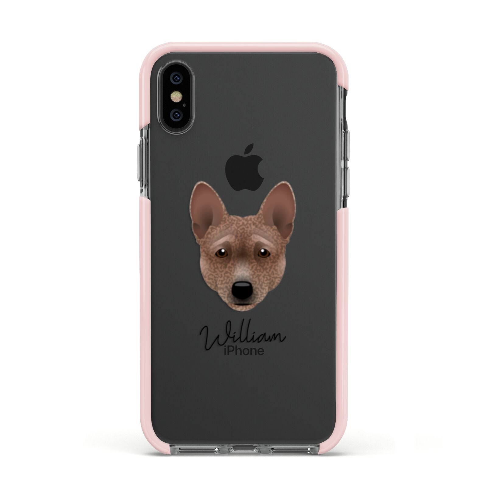 Basenji Personalised Apple iPhone Xs Impact Case Pink Edge on Black Phone