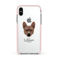 Basenji Personalised Apple iPhone Xs Impact Case Pink Edge on Silver Phone