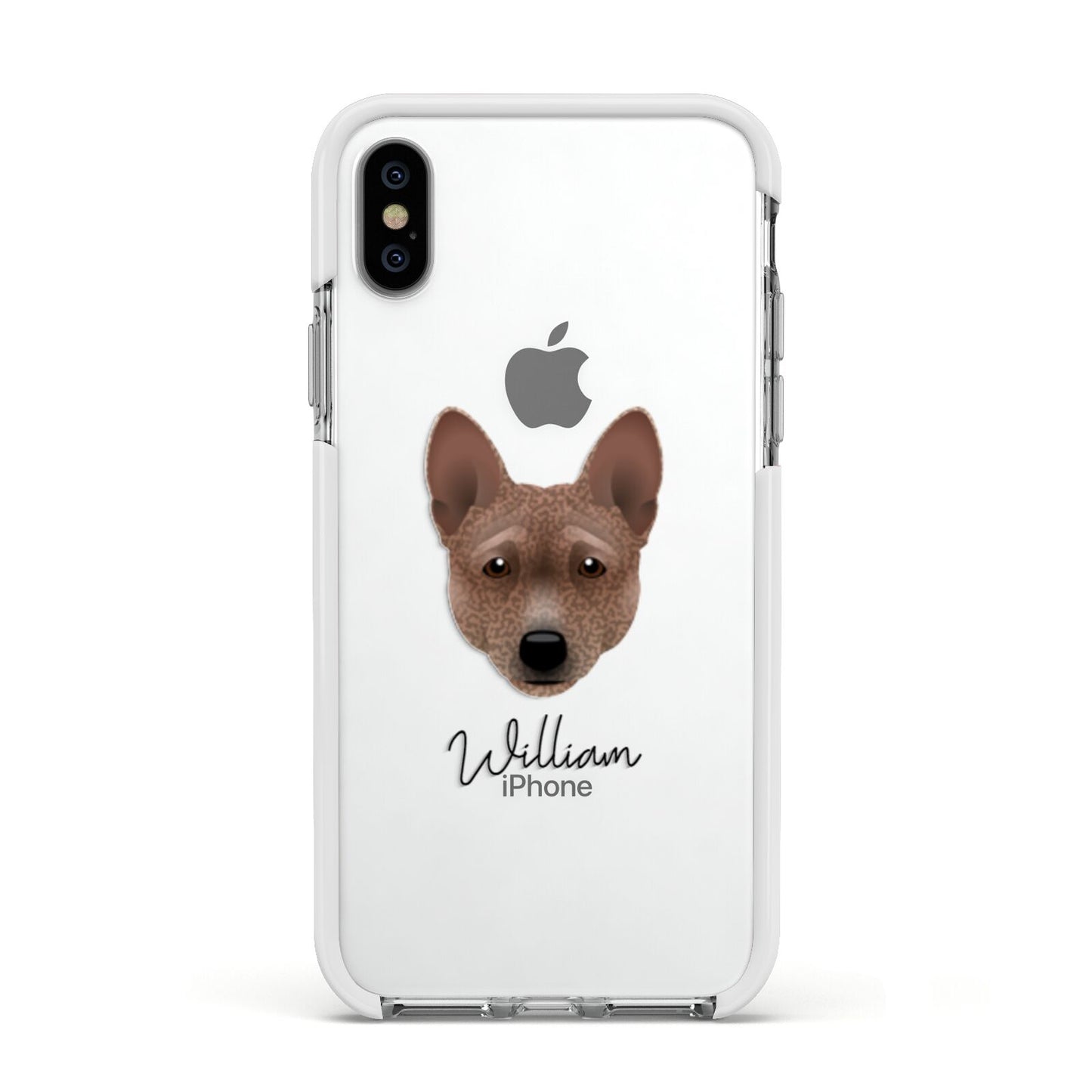 Basenji Personalised Apple iPhone Xs Impact Case White Edge on Silver Phone