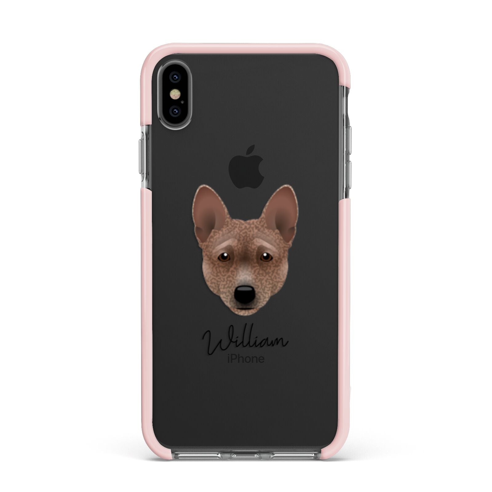 Basenji Personalised Apple iPhone Xs Max Impact Case Pink Edge on Black Phone