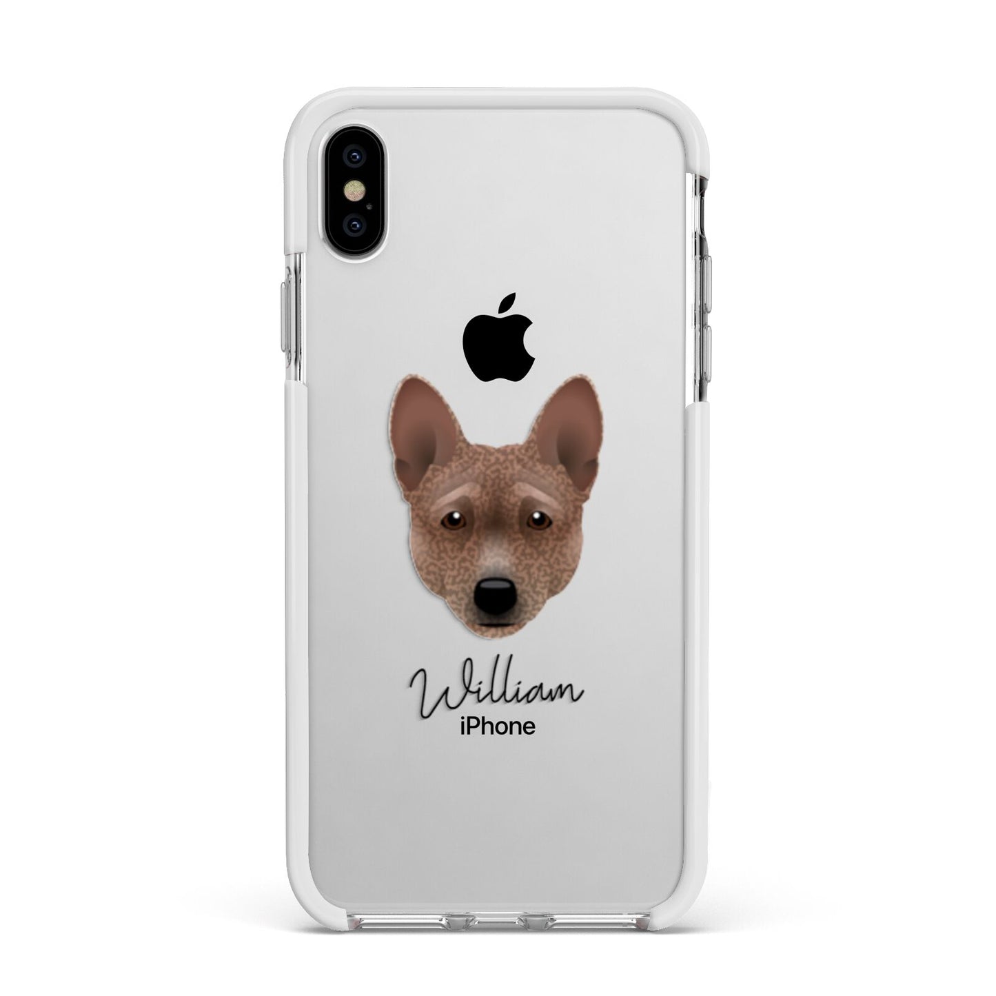 Basenji Personalised Apple iPhone Xs Max Impact Case White Edge on Silver Phone