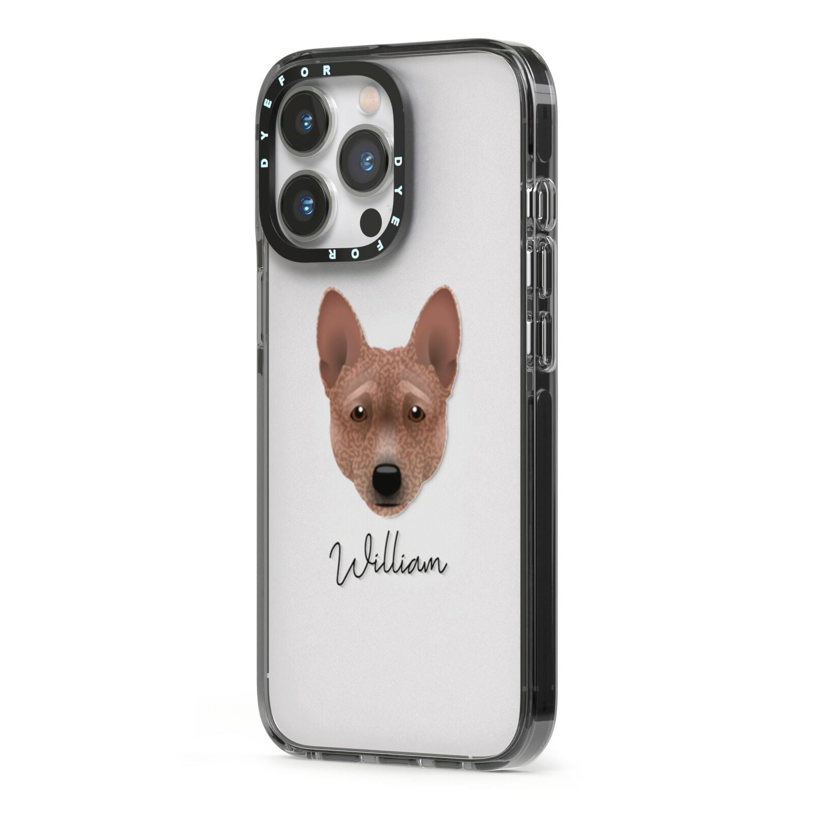 Basenji Personalised iPhone 13 Pro Black Impact Case Side Angle on Silver phone