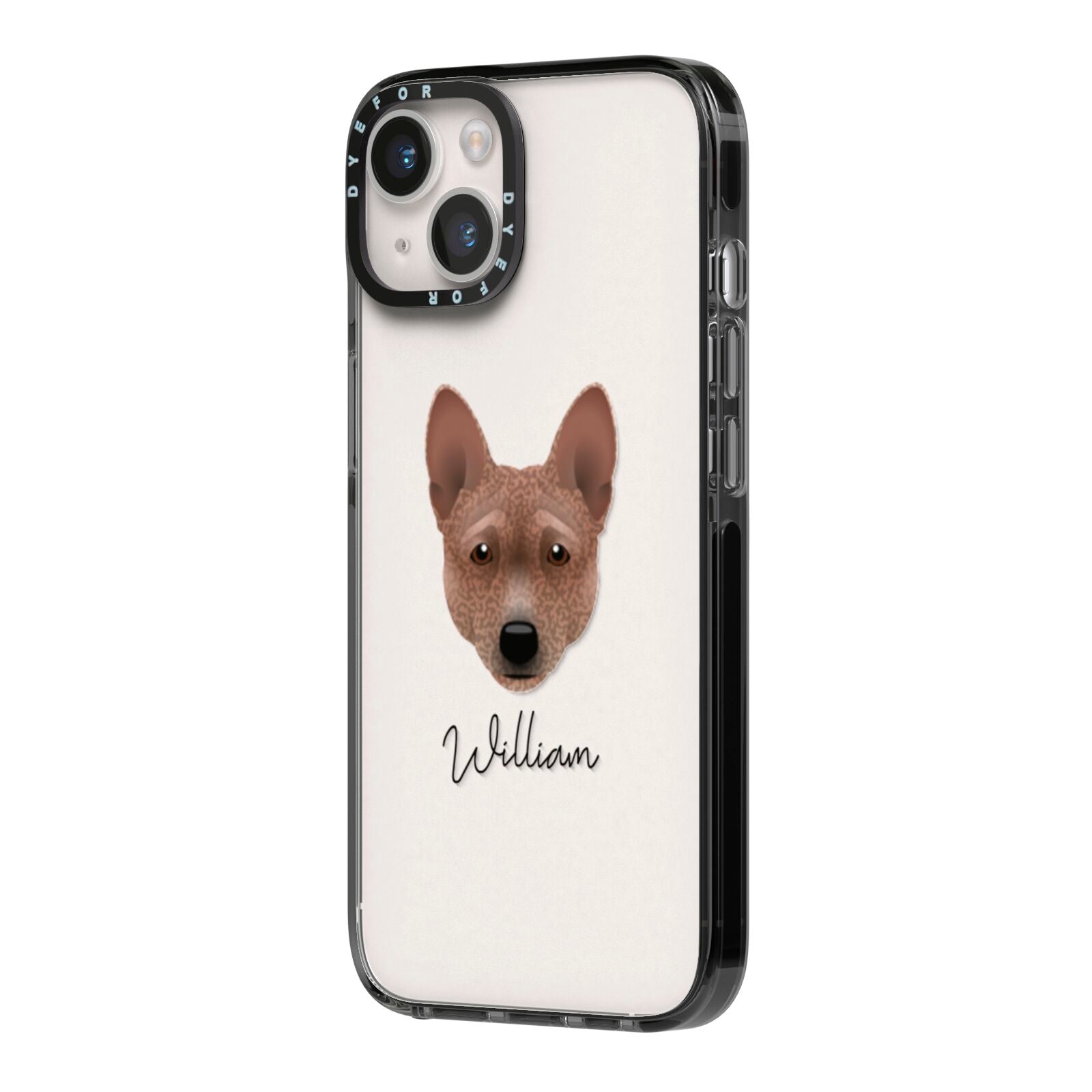 Basenji Personalised iPhone 14 Black Impact Case Side Angle on Silver phone