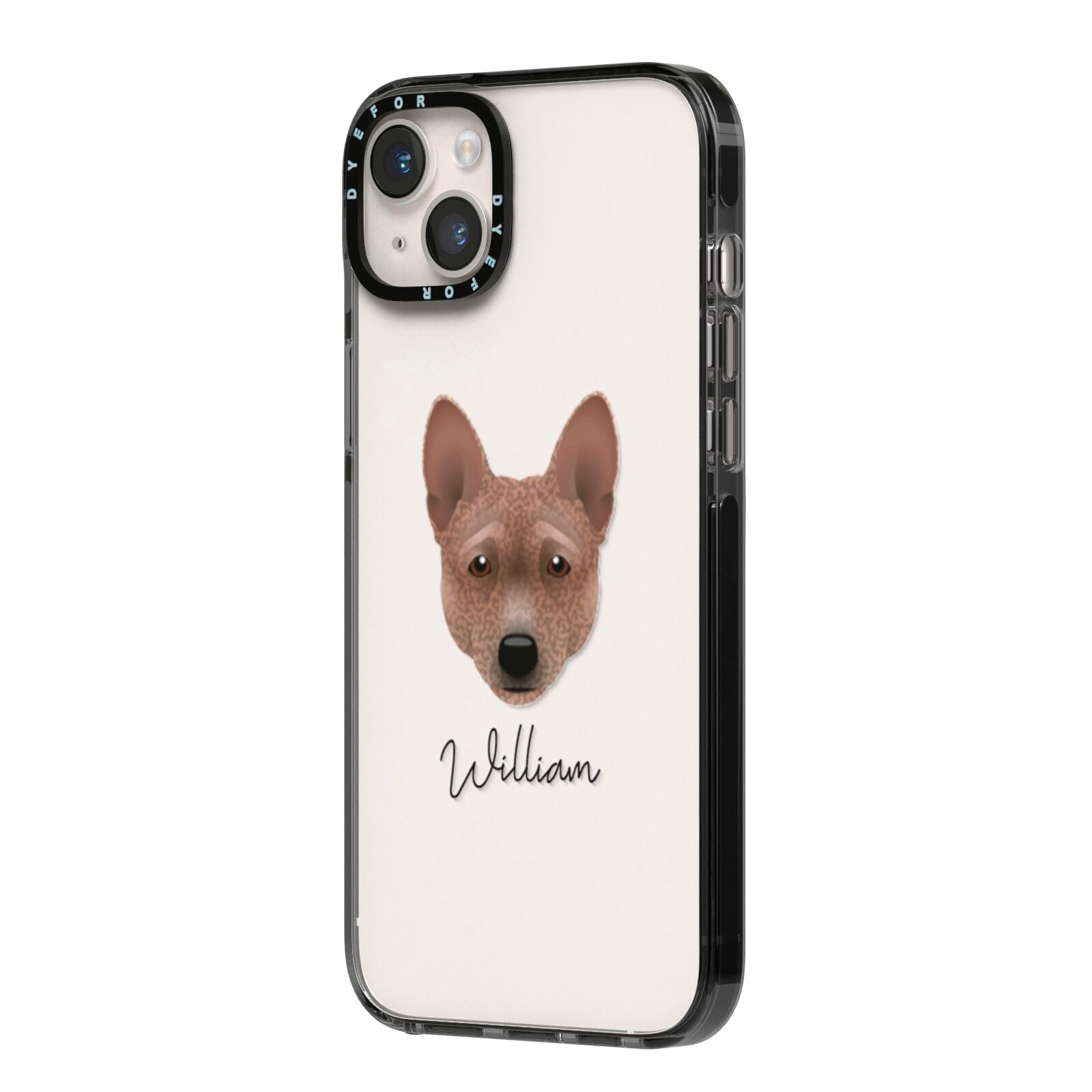 Basenji Personalised iPhone 14 Plus Black Impact Case Side Angle on Silver phone
