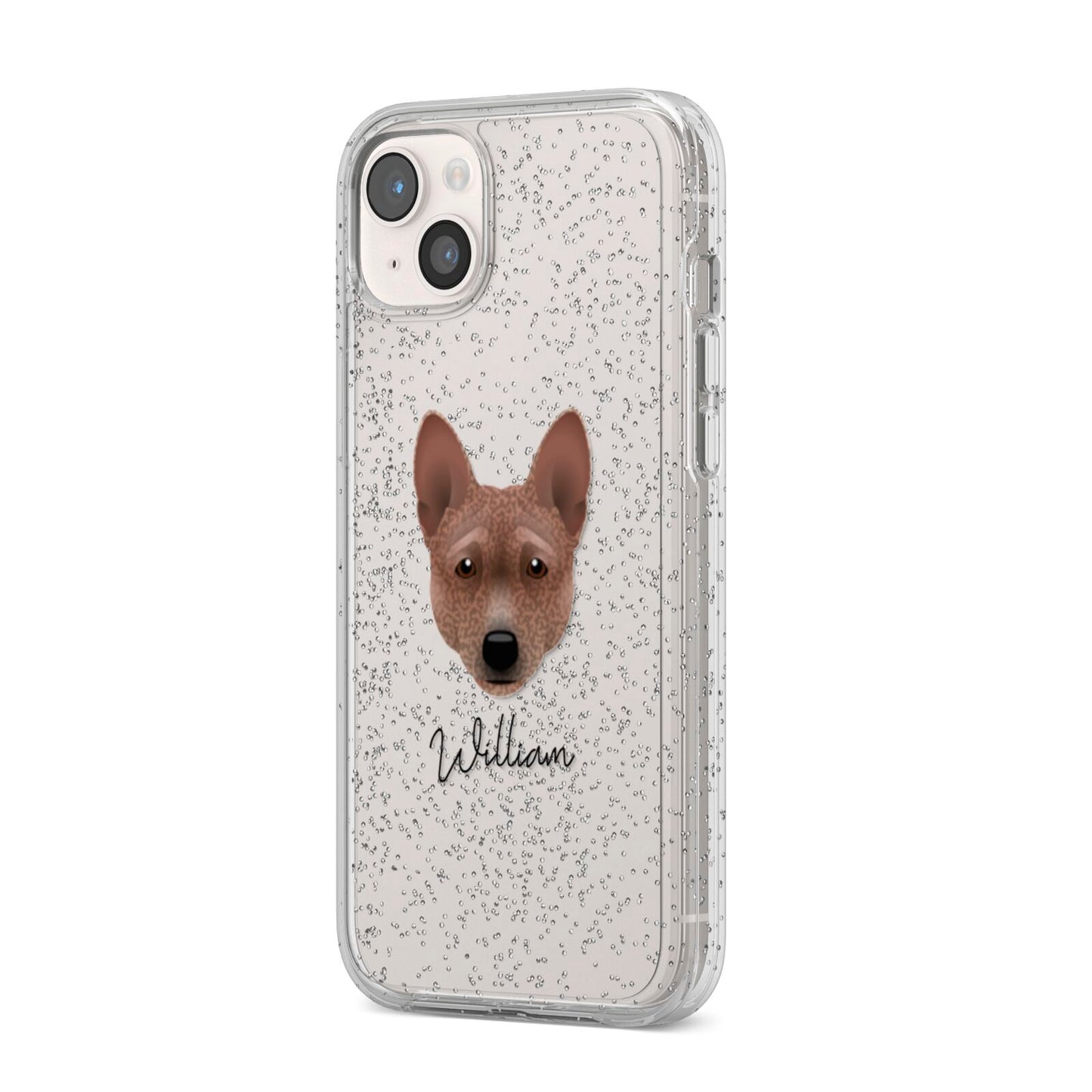 Basenji Personalised iPhone 14 Plus Glitter Tough Case Starlight Angled Image