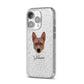 Basenji Personalised iPhone 14 Pro Glitter Tough Case Silver Angled Image