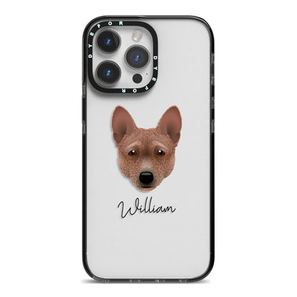 Basenji Personalised iPhone 14 Pro Max Black Impact Case on Silver phone