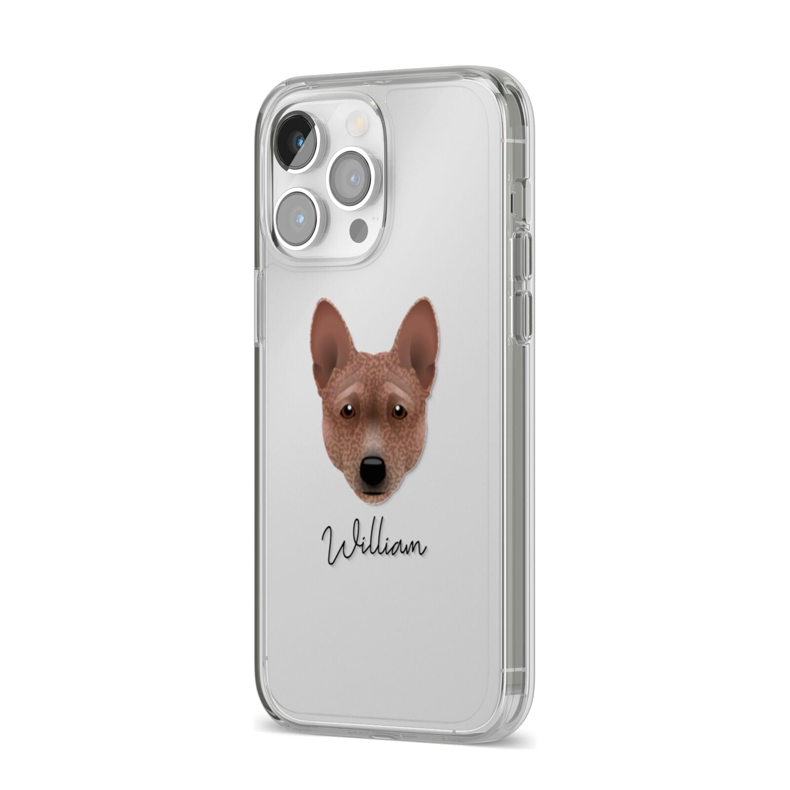 Basenji Personalised iPhone 14 Pro Max Clear Tough Case Silver Angled Image