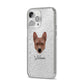 Basenji Personalised iPhone 14 Pro Max Glitter Tough Case Silver Angled Image