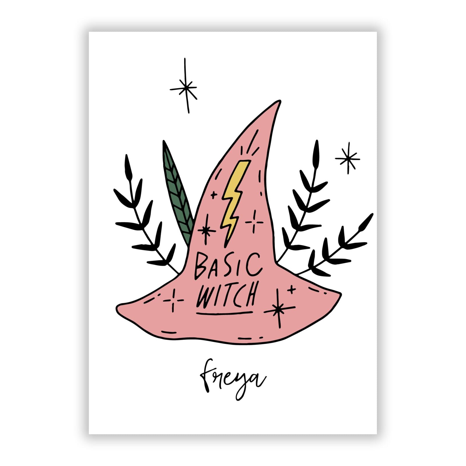Basic Witch Hat Personalised A5 Flat Greetings Card
