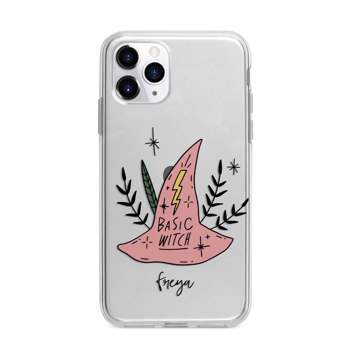 Basic Witch Hat Personalised Apple iPhone 11 Pro Max in Silver with Bumper Case