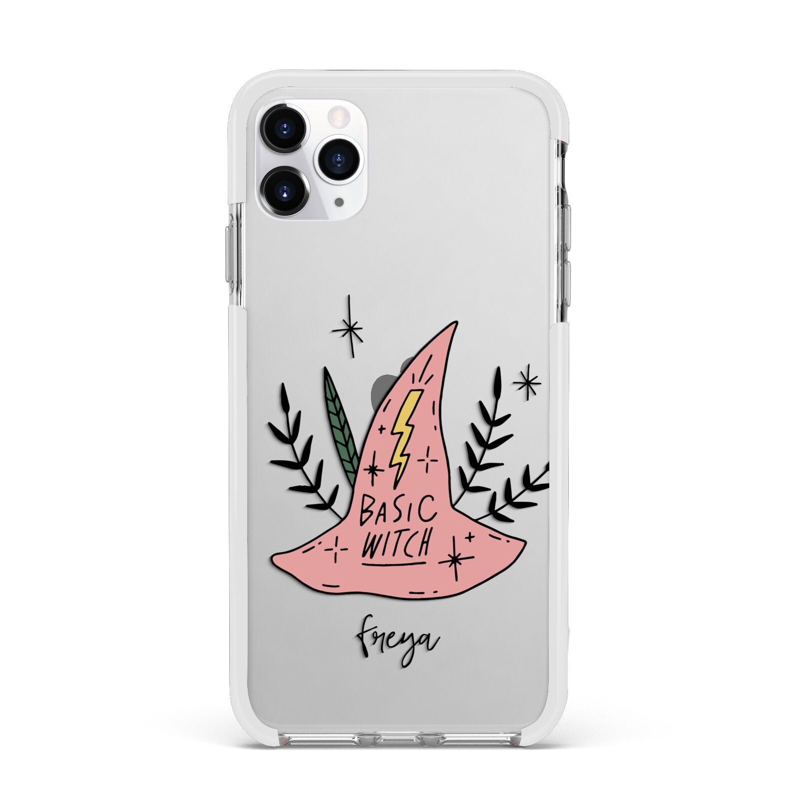 Basic Witch Hat Personalised Apple iPhone 11 Pro Max in Silver with White Impact Case
