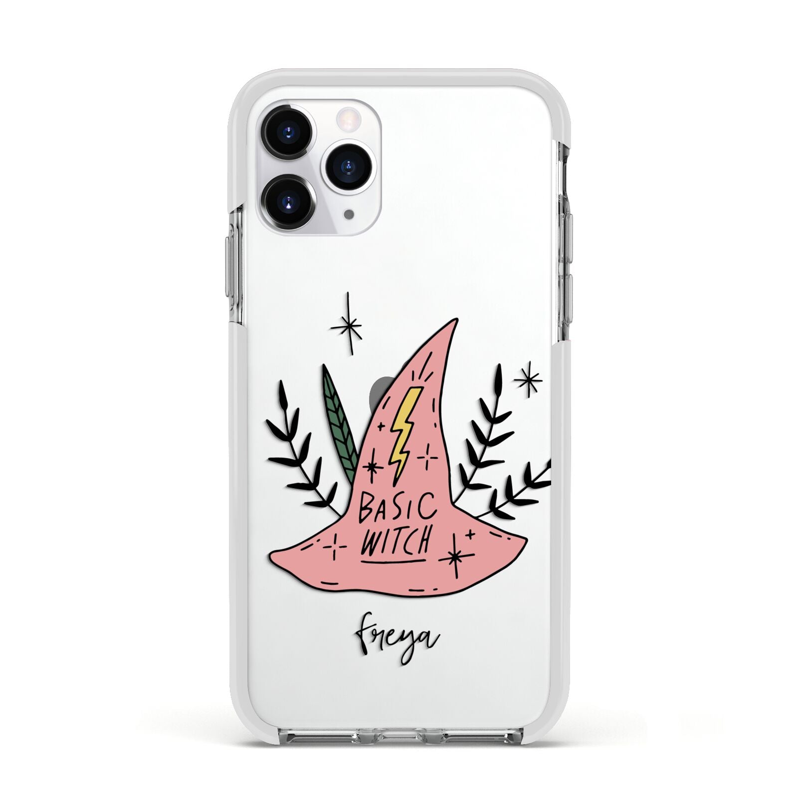 Basic Witch Hat Personalised Apple iPhone 11 Pro in Silver with White Impact Case