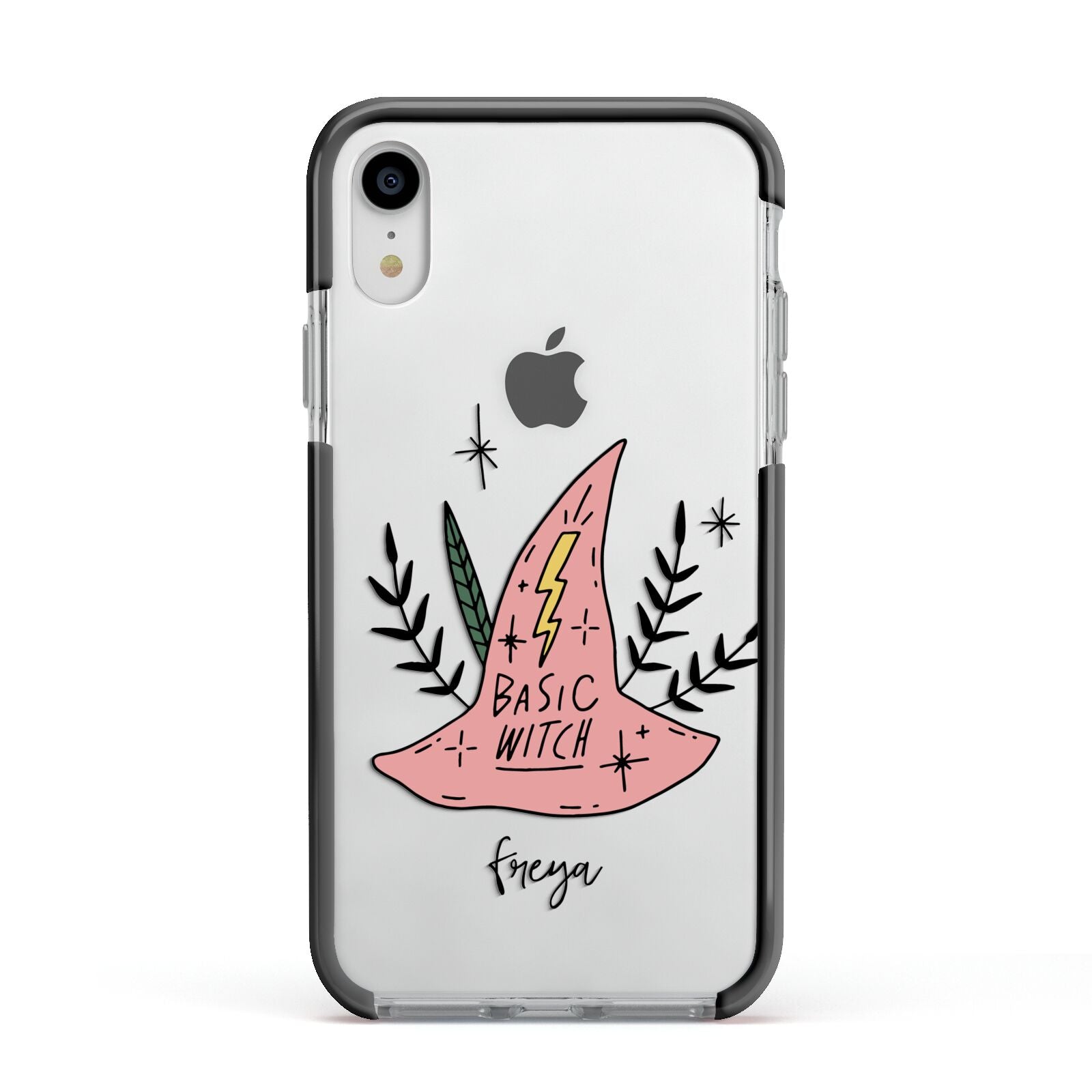 Basic Witch Hat Personalised Apple iPhone XR Impact Case Black Edge on Silver Phone