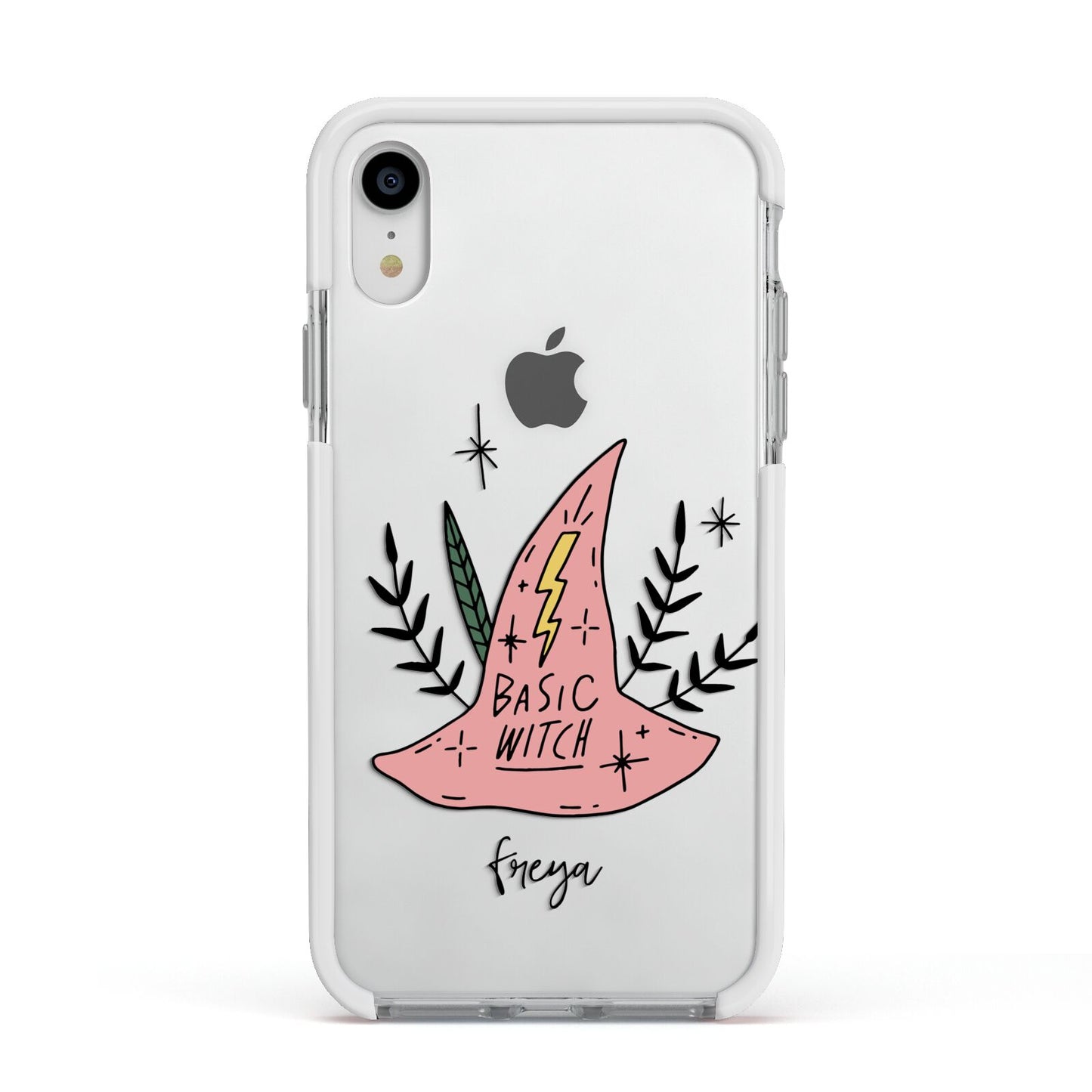 Basic Witch Hat Personalised Apple iPhone XR Impact Case White Edge on Silver Phone