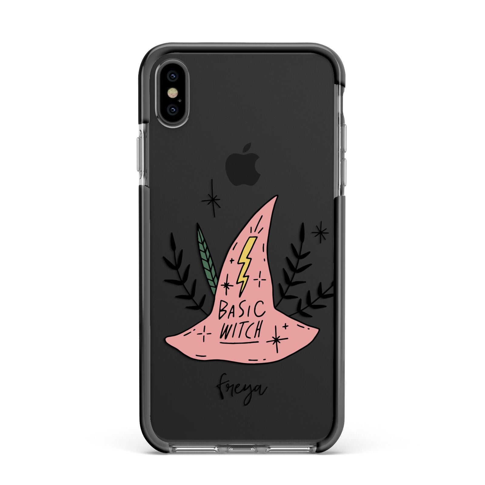 Basic Witch Hat Personalised Apple iPhone Xs Max Impact Case Black Edge on Black Phone