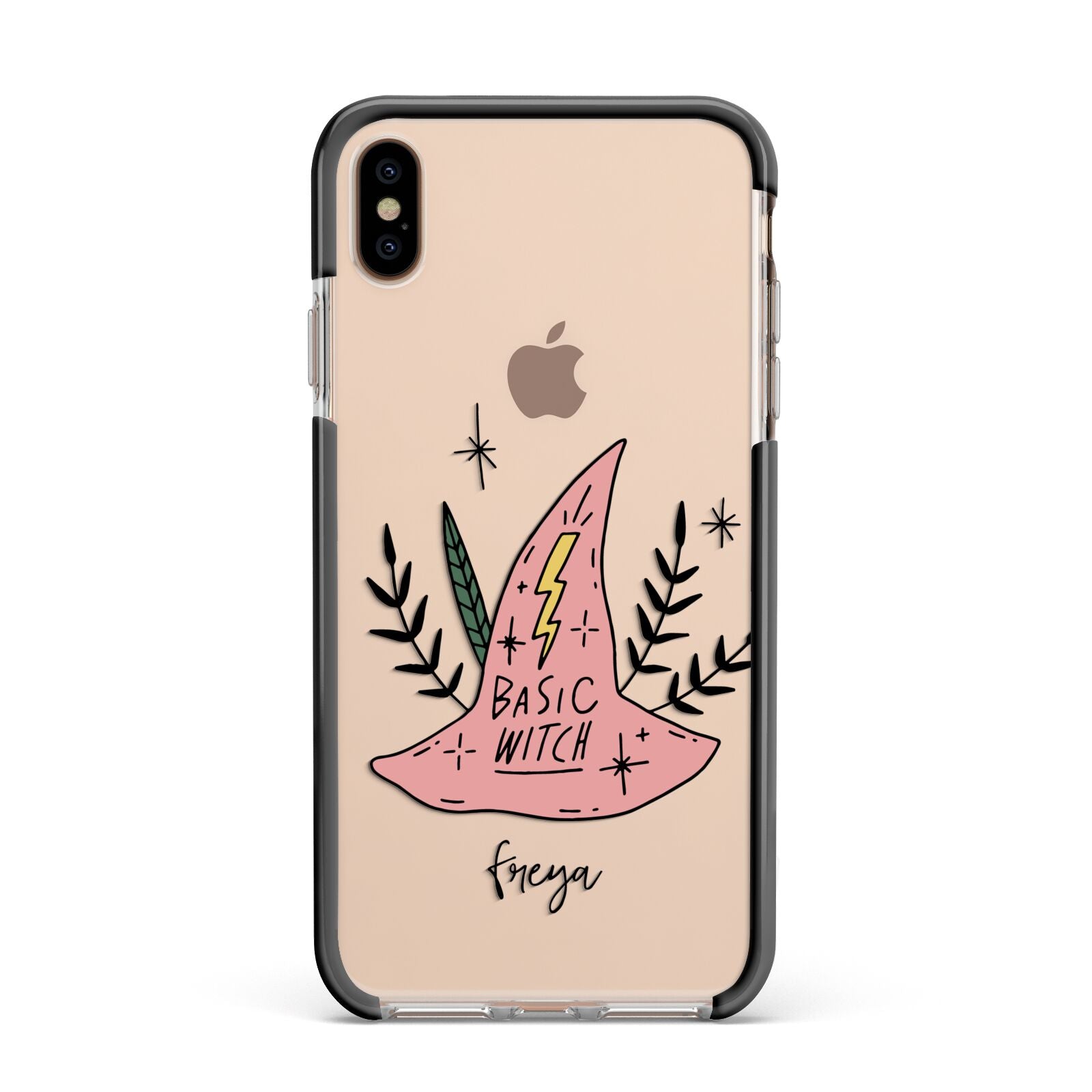 Basic Witch Hat Personalised Apple iPhone Xs Max Impact Case Black Edge on Gold Phone
