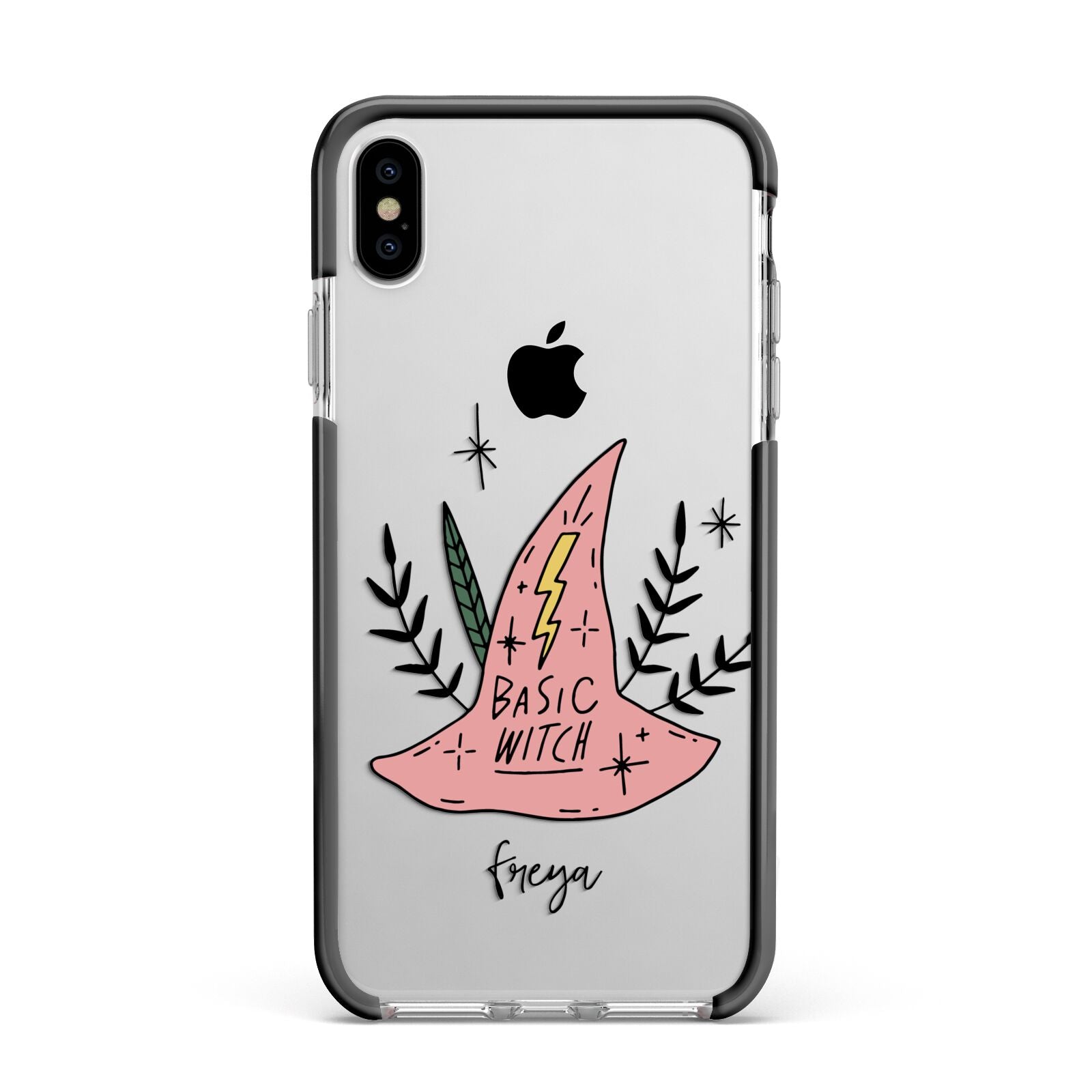 Basic Witch Hat Personalised Apple iPhone Xs Max Impact Case Black Edge on Silver Phone