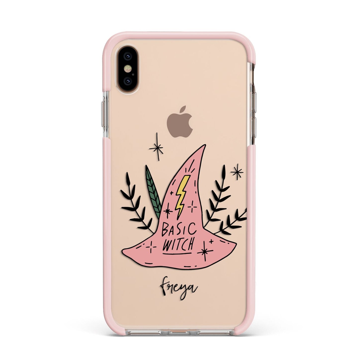 Basic Witch Hat Personalised Apple iPhone Xs Max Impact Case Pink Edge on Gold Phone