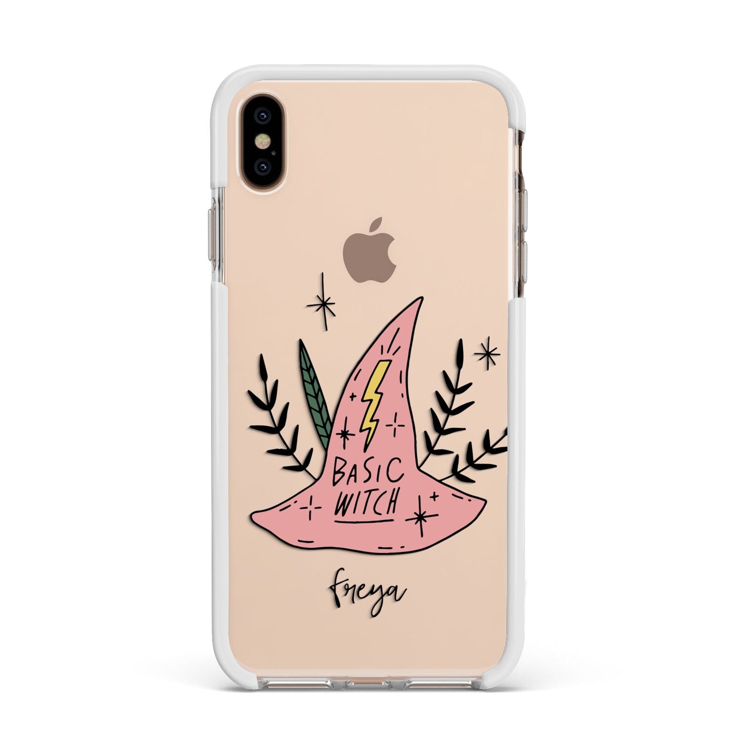 Basic Witch Hat Personalised Apple iPhone Xs Max Impact Case White Edge on Gold Phone