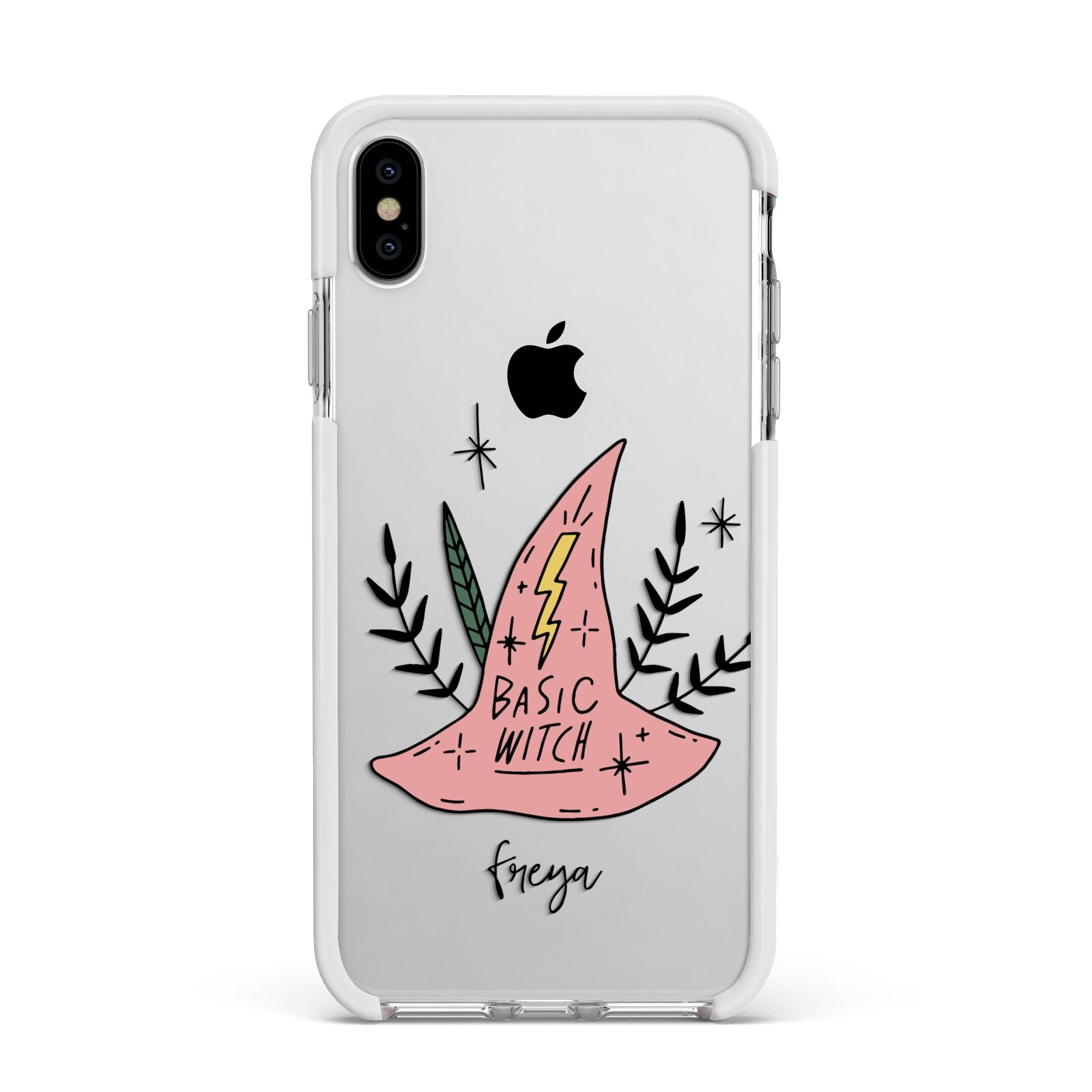 Basic Witch Hat Personalised Apple iPhone Xs Max Impact Case White Edge on Silver Phone