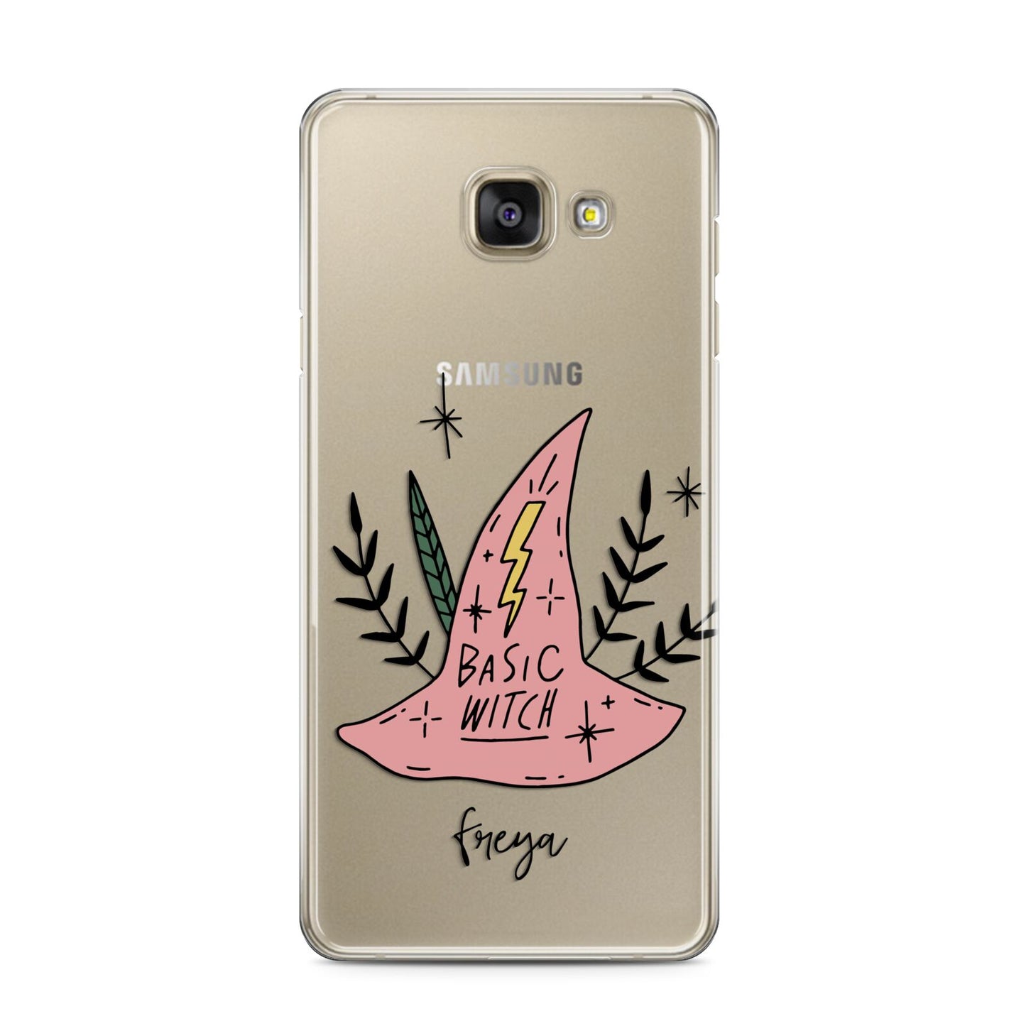 Basic Witch Hat Personalised Samsung Galaxy A3 2016 Case on gold phone