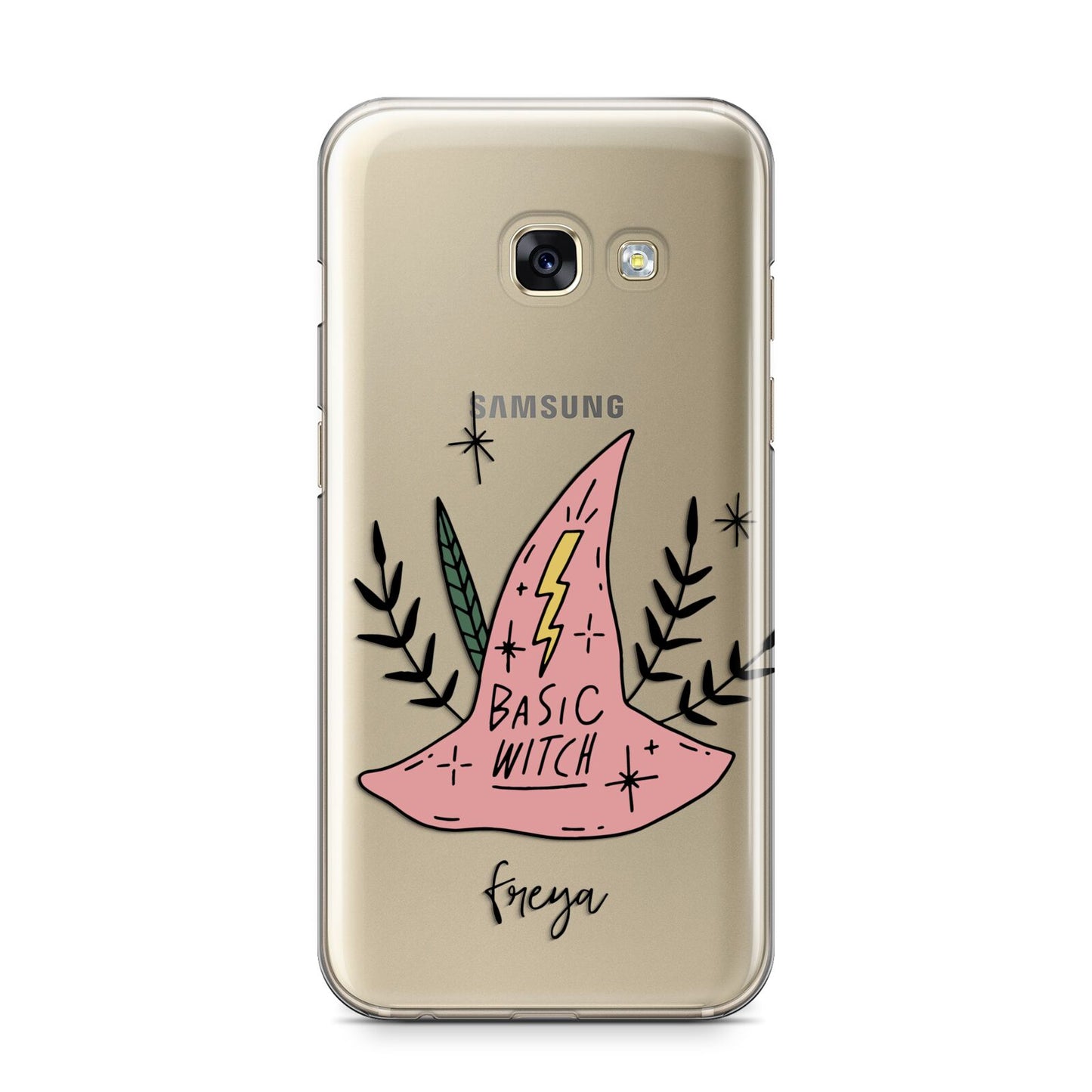 Basic Witch Hat Personalised Samsung Galaxy A3 2017 Case on gold phone