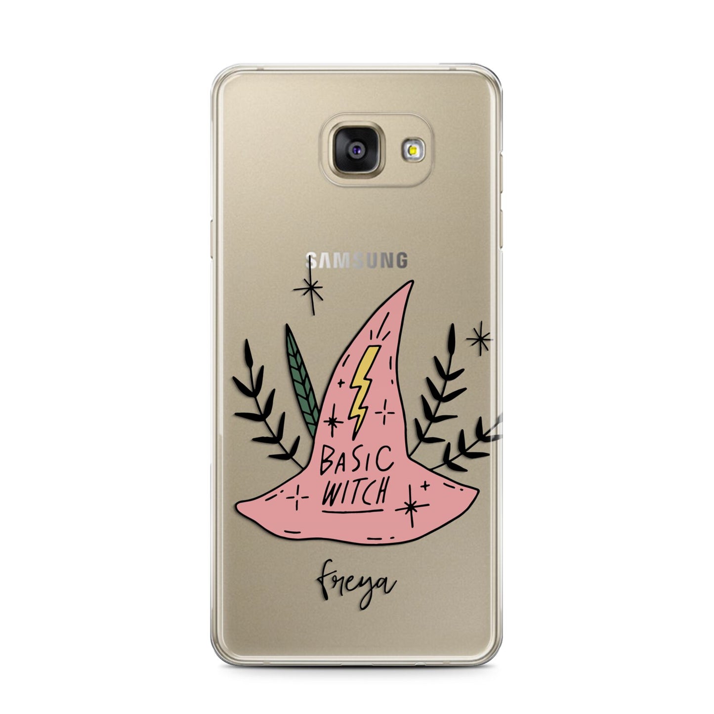 Basic Witch Hat Personalised Samsung Galaxy A7 2016 Case on gold phone
