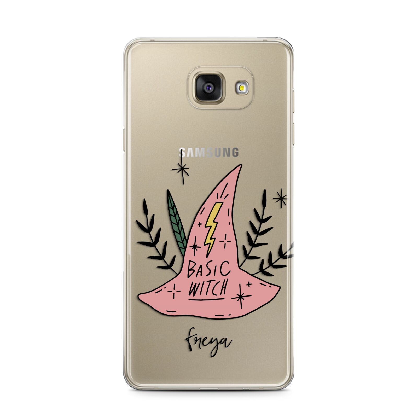 Basic Witch Hat Personalised Samsung Galaxy A7 2016 Case on gold phone