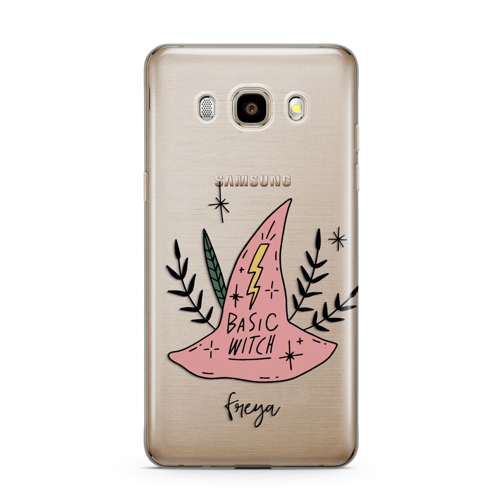 Basic Witch Hat Personalised Samsung Galaxy J7 2016 Case on gold phone