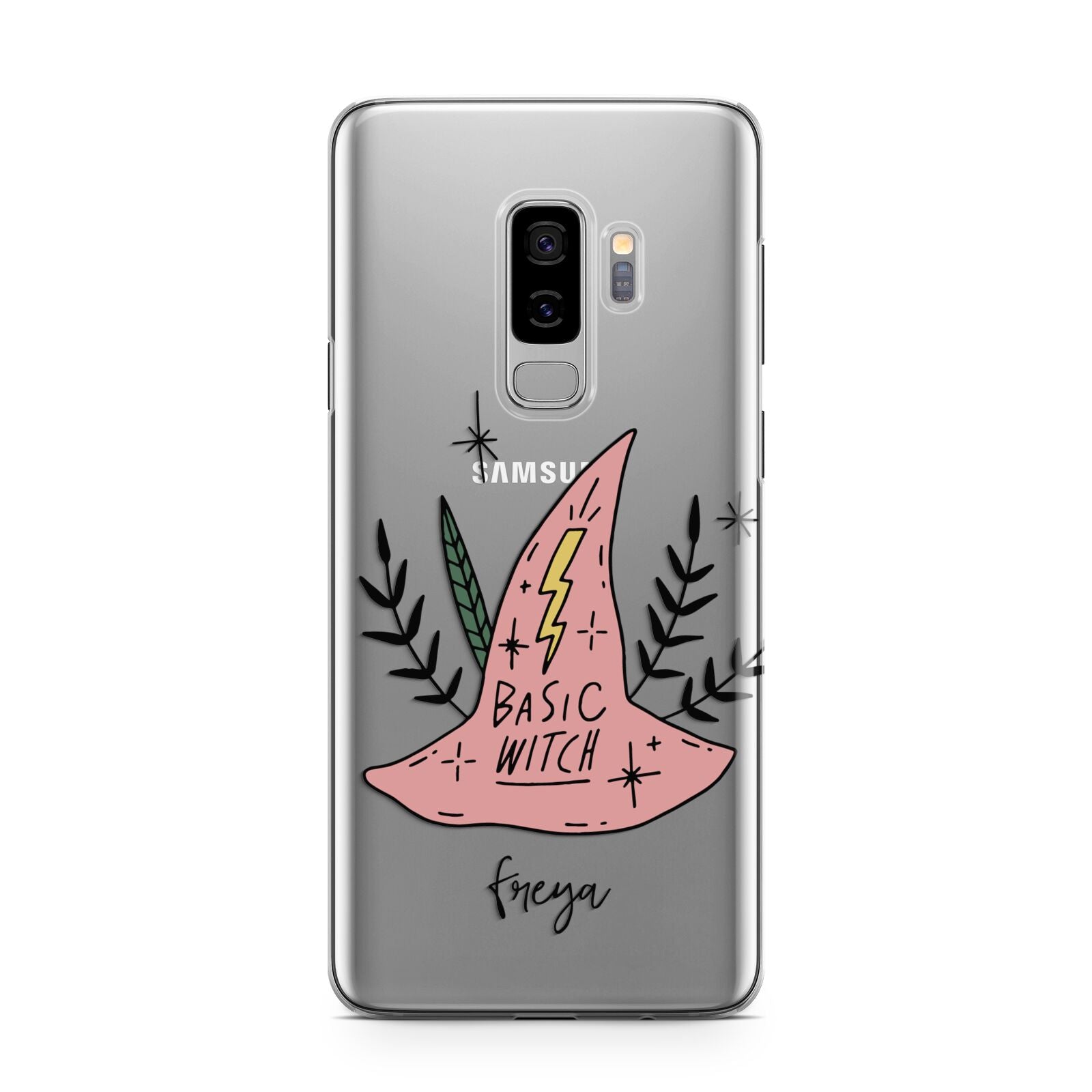Basic Witch Hat Personalised Samsung Galaxy S9 Plus Case on Silver phone