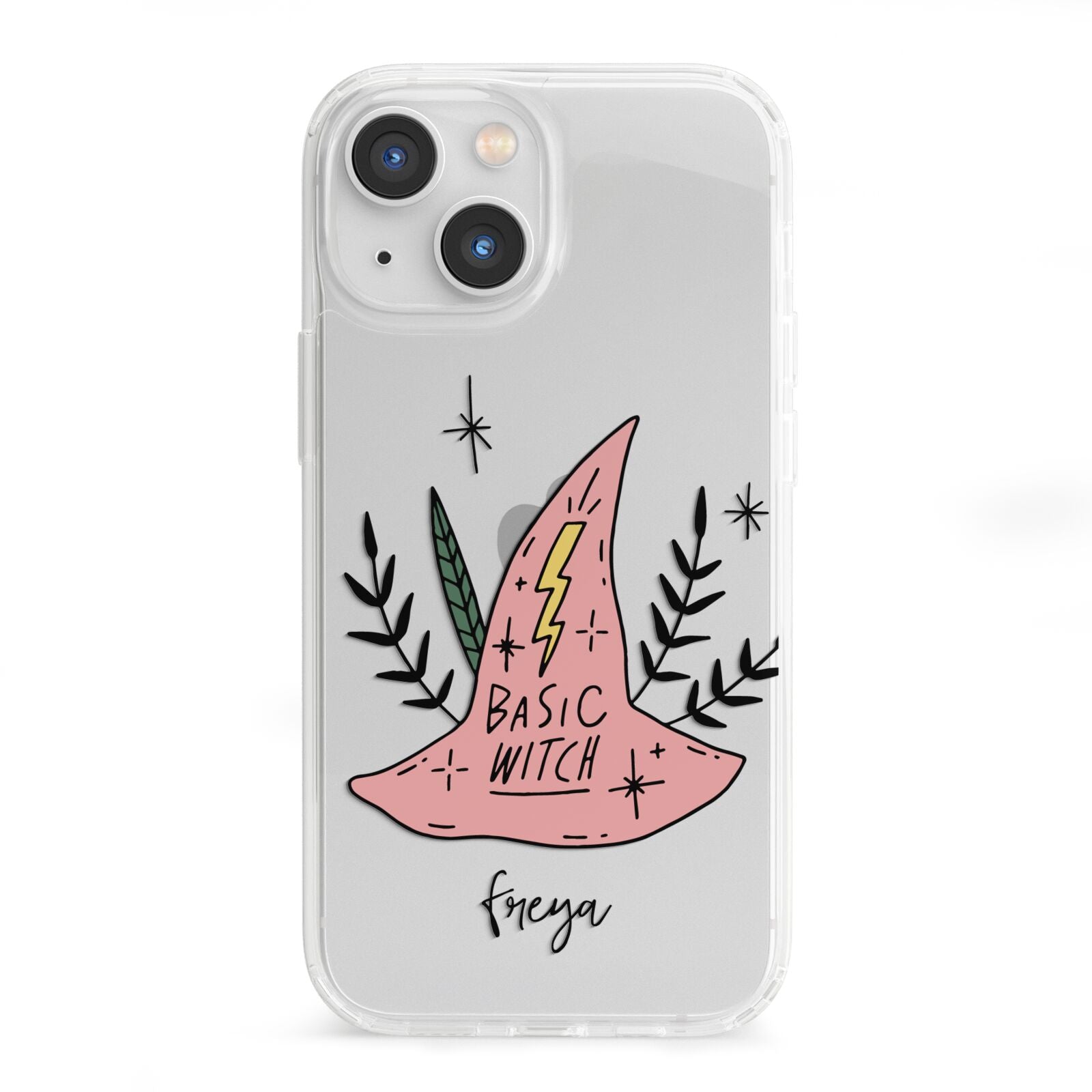 Basic Witch Hat Personalised iPhone 13 Mini Clear Bumper Case
