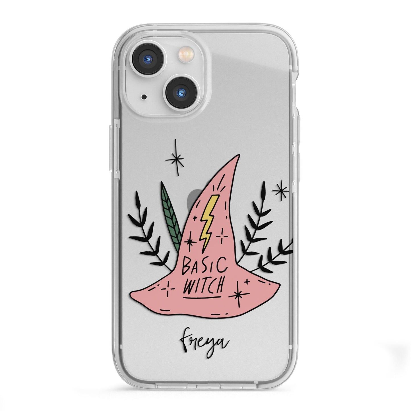 Basic Witch Hat Personalised iPhone 13 Mini TPU Impact Case with White Edges